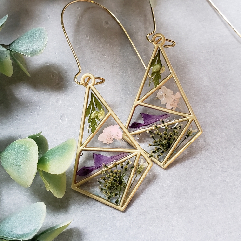 Handmade pressed flower earrings